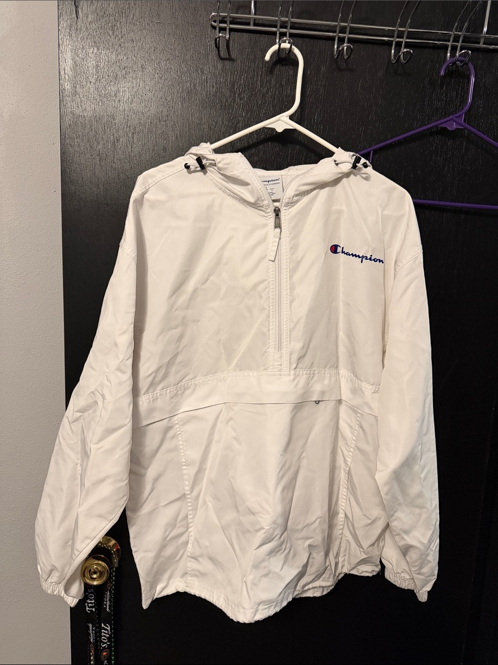 Champion White Hooded Pullover Rain Jacket for Kids